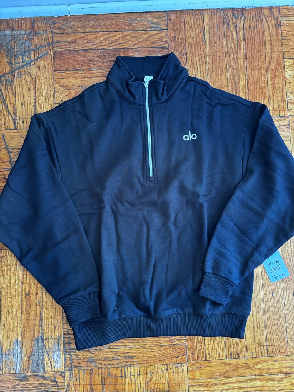 Alo unisex Black Quarter-Zip Pullover Sweater